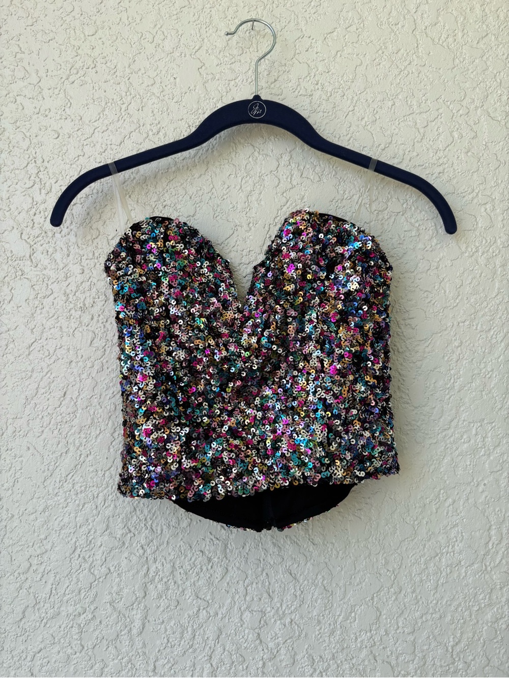 SO Multicolor Sequin Strapless Bustier Bodysuit